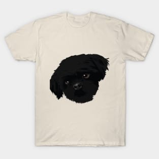 Black dog Hairy Only head T-Shirt